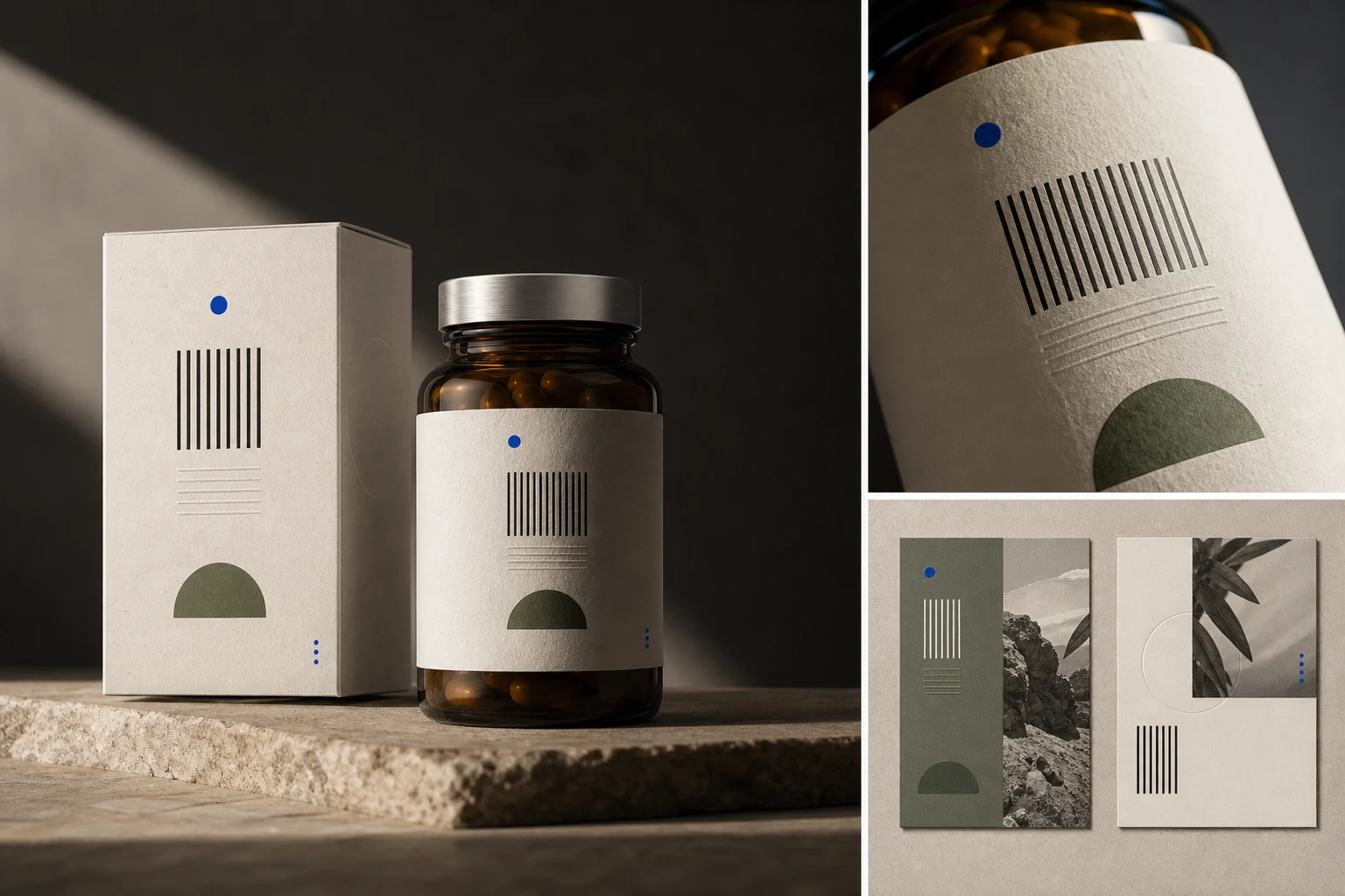 Koncept VITA FOCUS: butelka supplementu, opakowanie i packshoty